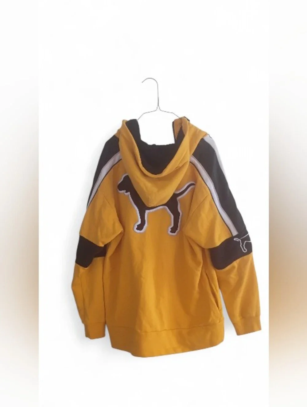 NWOT Victoria's Secret PINK Yellow Black Campus Sherpa Dog Hoodie Oversized Y2K - Picture 7 of 8